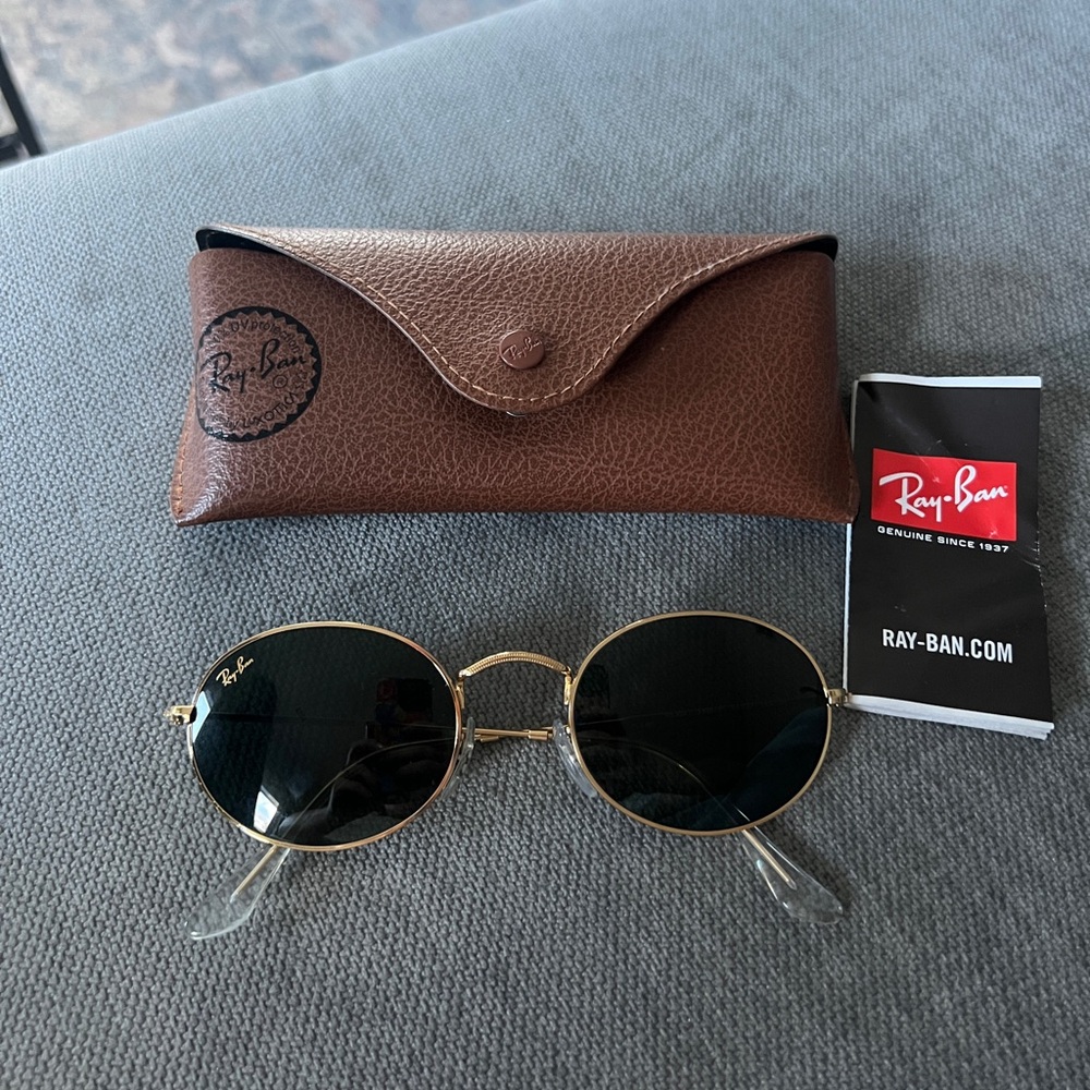 Ray-Ban Black and Gold Oval Sunglasses NWT